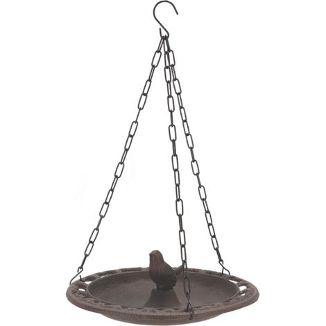 Bain d'oiseau à suspendre - D 23,3 x H 8 cm - Marron - Livraison gratuite (1/5)