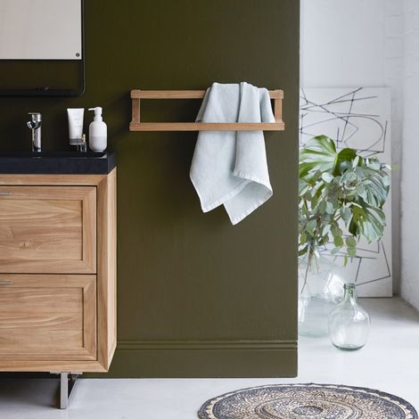 Porte serviette en bois de teck 60 Leo (1/4)