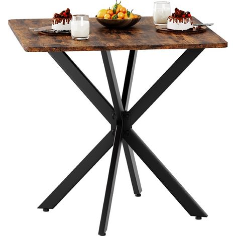 Table d’appoint carrée industrielle X métal plateau bois 80x80x75 cm salon bureau design robuste loft moderne intérieur élégant (1/5)