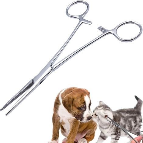 Hämostatische Pinzette, Klemmpinzette, Veterinärpinzette, Haarzange für Katzen und Hunde, Ohrzange für Hunde, Katzenhaarzange aus Edelstahl, Ohrzupfzange für Hunde