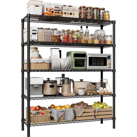 Étagère métallique robuste à fil métallique, rayonnage de rangement autonome à 5 niveaux réglables 180cm H x120cm L x 45cm P 3300lbs (1/5)
