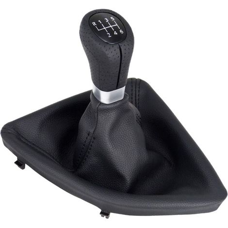 A277-1 Pommeau de levier de vitesse en cuir perforé Noir 6 vitesses Compatible avec BMW Série 1 E81 E82 E87 E88 Bouton de rechange Plug Play (1/4)
