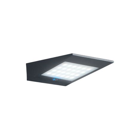 Lampada da parete Solar a led da 2,2w a batteria con fotovoltaico IP54 grigio scuro