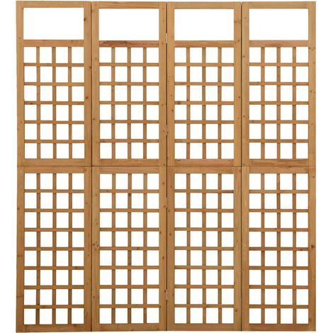 vidaXL Biombo/Enrejado de 4 paneles madera maciza de abeto 161x180 cm (1/2)