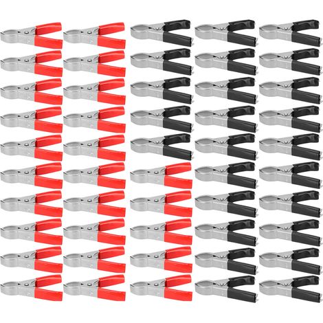 50 pinces de câble batterie rouge noir 30A acier gainé PVC 300W clamp onduleur pour bateaux camping-cars camions (1/5)