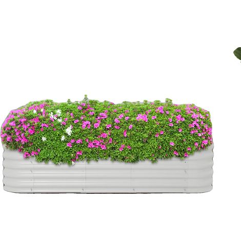 Macetero elevado para jardín, dimensiones 240x60x43cm, material acero galvanizado en caliente, forma rectangular, requiere montaje, color blanco. (1/5)