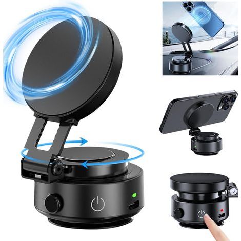 Magnetic Suction Cup Car Phone Holder, 360° Adjustable & Foldable Car Phone Holder for iPhone 16 15 14 13 12, for Mirror/Glass/Gym (1/5)