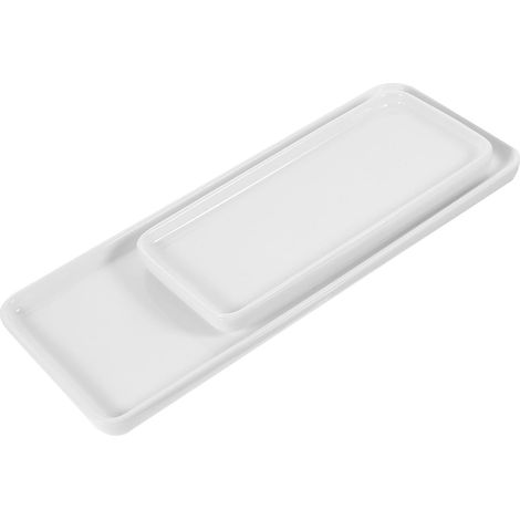 Plateaux de Rangement Support Bijoux et Cosmétiques Lot de 2 en Céramique Blanche Design Élégant et Fonctionnel pour Salle de Bain et Commode'-'-