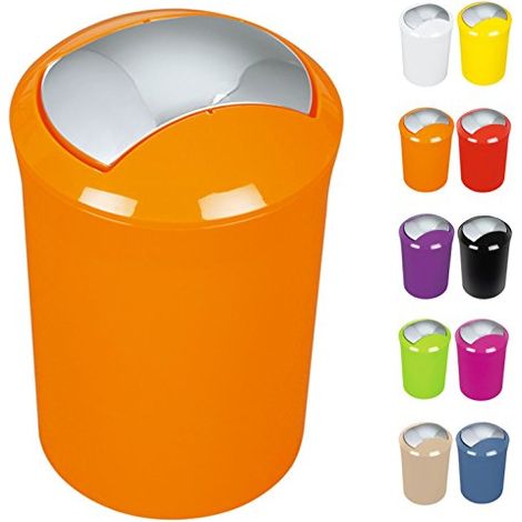 Spirella Design Push Pattumiera Sydney Bagno 5 Litri Coperchio Basculante Contenitore per Cosmetici Contenitore per rifiuti Arancione (1/4)