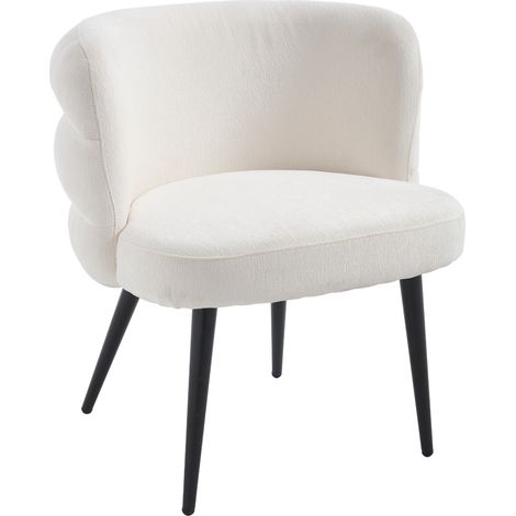 Moderner Akzentstuhl gepolsterter Freizeitsessel mit Metallbeinen, bequemer Chenille-Loungesessel für Wohnzimmer/Schlafzimmer, beige, Wahson