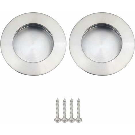 2pcs Round Recessed Handles for Sliding Door Stainless Steel Round Sliding Door Handle Brushed Satin (1/5)
