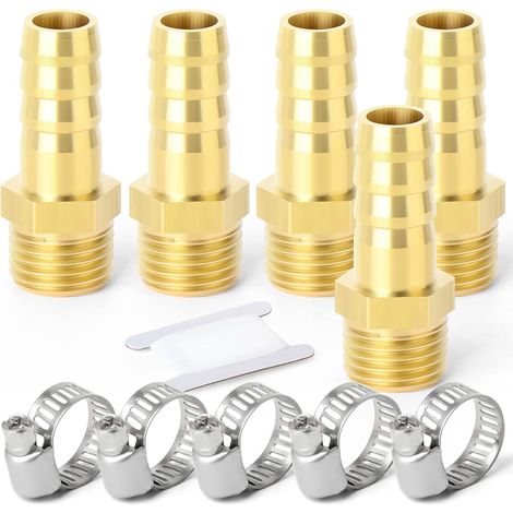 2 pièces raccords embout cannelé acier inox 304, 10 mm vers filetage mâle BSP 3/4", raccord compression eau, carburant, air - 1" M X 25MM (5 PCS) (1/5)