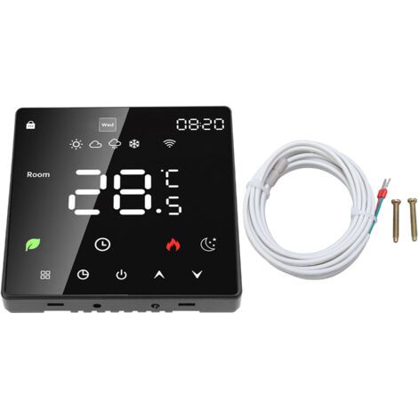 Contrôleur de température de chauffage au sol 16A WIfI, affichage numérique LCD, Programmable, manuel, contrôle automatique pour la maison, noir (1/5)
