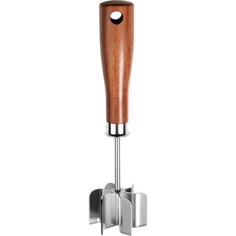 JSSEVN - Potato masher with wooden handle, ergonomic nut grinder, for meat, potatoes, chicken, and beef (1/5)