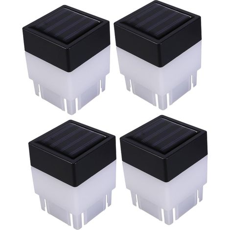 4 Pièces Lot de Lampes Solaires Jardin Blanc Lumière Éclairage Extérieur Étanche pour Clôture Couloir et Décoration de Cour et Patio (1/5)