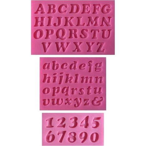 Moule silicone 3D Alphabet chiffres pour pâte à sucre, cake design, décoration