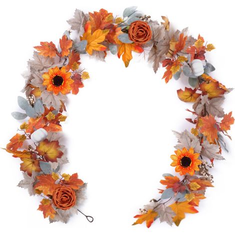 Künstliche Herbstlaubgirlande, künstliche Ahornlaubgirlande, Hängende Ranke, Künstliche Kürbisrose, Herbstdekoration, Girlande, Dekoration für Hochzeit, Thanksgiving (1/2)