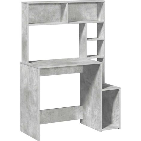 Maison Exclusive - Schreibtisch mit Regal Betongrau 100x45x140 cm