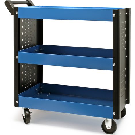 Carro taller con 3 niveles Carrito portaherramientas Ruedas de plástico y Frenos Bandejas altas (1/5)