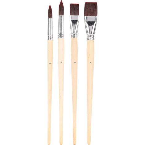 Ensemble de 4 pinceaux en nylon, comprenant des pinceaux à pointe plate pour aquarelle, gouache, peinture à l'huile et acrylique, pour artistes. (1/5)