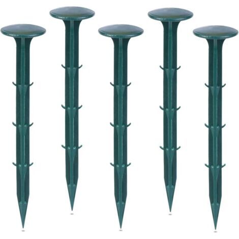 QORVA-Piquets de fixation de jardin en plastique, pour fixer les matériaux de désherbage, protection UV (100 pièces, vert) (1/4)