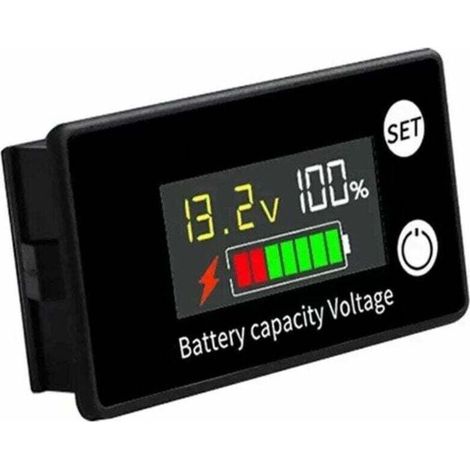 Voltmètre de batterie DC 8V à 100V pour batteries plomb-acide et lithium 12V, 24V, 48V, avec écran LCD. (1/5)