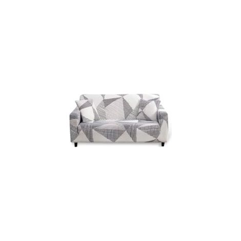 Housse de canapé extensible 2 places – Tissu polyester spandex – S'adapte aux canapés de 135 à 170 cm – Antidérapante avec taie d'oreiller