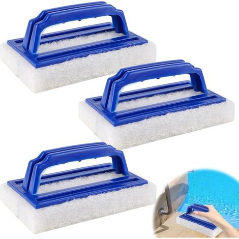 Kit da 3 spazzole per piscina con manici: spazzola per la pulizia, spazzola per la linea dell’acqua, utensile multifunzione per fondo, spa e pareti