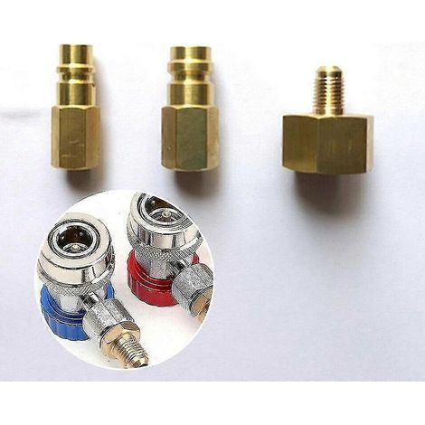 Kit adaptateur pour bouteille de réfrigérant R134a, filetage 1/4 SAE W21.8 vers 1/4 SAE (1/3)