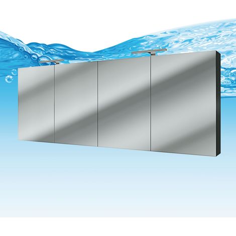 Spiegelschrank Badspiegel Badezimmer Spiegel City 160cm Esche schwarz JA mit 1x 5W LED / 1x Energiebox