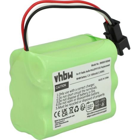vhbw Akku kompatibel mit Tivoli PAL BT, PAL+ digital Radio (1800 mAh, 7,2 V, NiMH)