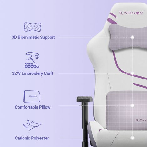 Chaise de jeu ergonomique KORNOX en tissu pour adultes, chaise de bureau racing à dossier haut, chaise de jeu en tissu réglable en hauteur pour adolescents, chaise de jeu avec appui-tête et soutien lo (1/5)