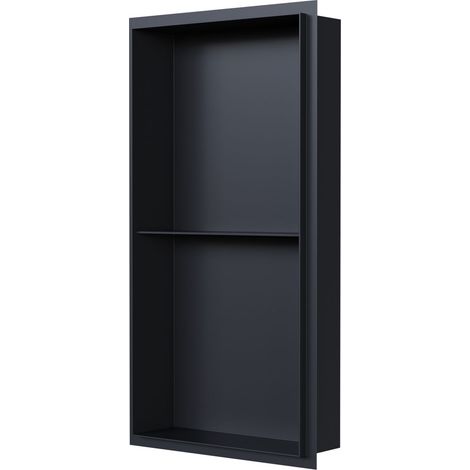 BERNSTEIN - Niche murale de douche sans rebords, étagère encastrable douche acier inox - 60x30x10cm - NT306010X Noir (1/4)
