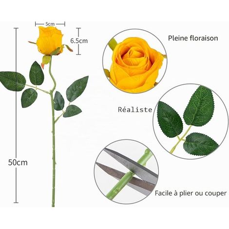 DuHouse Roses artificielles en Soie décoration Mariage Maison fête (Orange) (1/3)