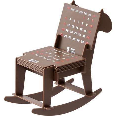 Set aus zwei Mini-Tischkalendern – Pferd- und Stuhlmotiv – abnehmbar – weiß und braun, Wohndekoration, kreative Neujahrsdeko (1/5)
