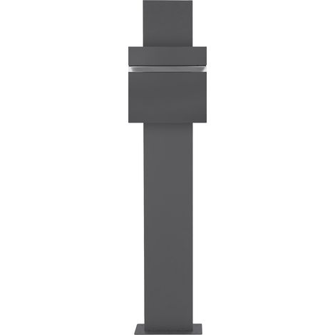 ECD Germany Standbriefkasten mit Zeitungsfach, Design Briefkasten Standfuß freistehend, Briefkastenständer Anthrazit 170cm Edelstahl