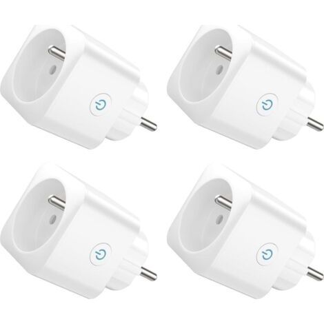 Prise Connectée WiFi, Prise Alexa Programmable, Compatible avec Alexa/Google Home, Smart Life APP, Suivi de Consommation, Contrôler le ventilateur/climatiseur, 2,4 GHz Wi-Fi, 16A 3680W, 4PCS (1/4)