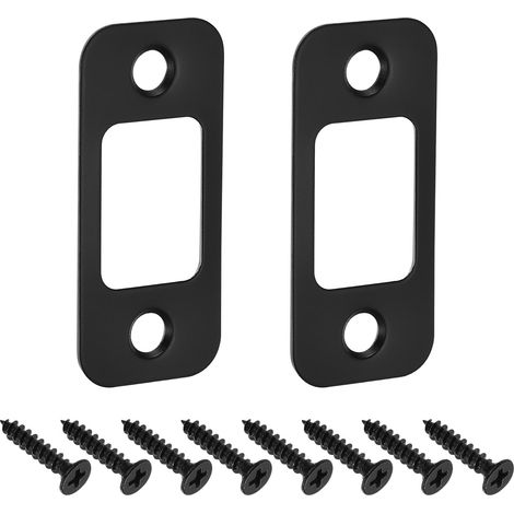 2Pcs Pièce de Rechange pour Plaque de Serrure, 57mm x 25,5mm Plaque de Verrou de Remplacement en Acier Inoxydable pour Loquet de Porte Renforcement de Cadre de Porte, Noir (1/5)