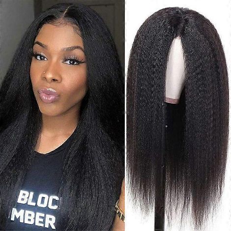 Perruques longues et lisses sans colle pour femmes, perruques à raie au milieu, perruques Yaki lisses avec bandeau, cheveux synthétiques, perruques quotidiennes