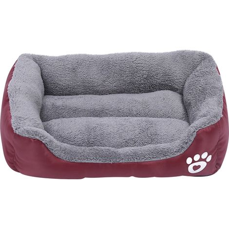 Lit Pour Chien - Coussin Chauffant Hiver - Pour Chiens De Petite Taille - 40 X 30 X 10 Cm - Rouge - 1 Pièce (1/5)
