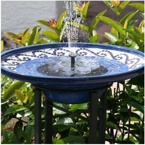 Fontaine solaire de jardin – Activation automatique en 3 secondes – 4 buses de remplacement – Écoénergétique pour bassins et piscines (1/4)