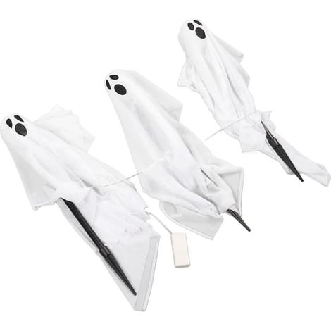 Fantômes Lumineux Stakes Décorations de Pelouse LED Blanches pour Halloween Fantômes en Plastique et Tissu pour Kit de Jardin Extérieur (1/5)