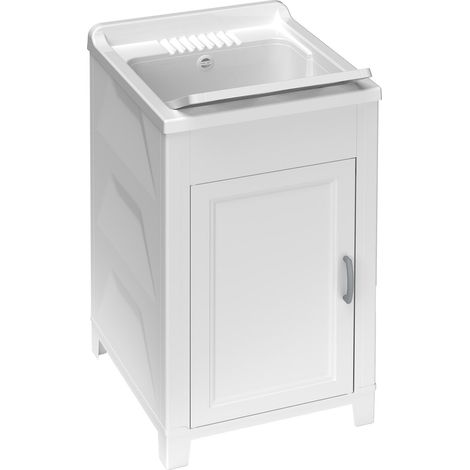 Mobile Lavatoio 45x50x85 cm 1 Anta in Resina Bianco (1/5)