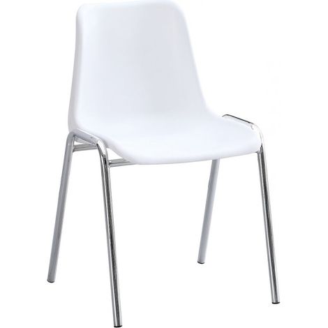 Stackable White Polypropylene Chair with Chrome Legs for Dining Room or Office - ORION91 CASTOR by SpazioLuzio, featuring a durable monoblock design, 50 cm width, and 55 cm depth, ideal for modern and (1/5)