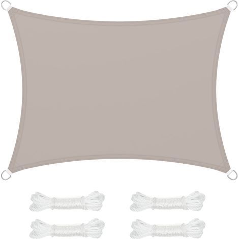 Voile d'ombrage 3 x 4 m, imperméable, avec Une Colonne d'eau de 665 mm, Protection Solaire en Polyester indéchirable, Protection UV 93%, terrasse, Jardin, Balcon, rectangulaire, Cordes de 2 (1/5)