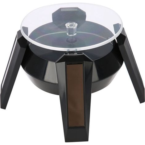 Solaire 360° Degrés Tournant Tournant Montre Téléphone Bijoux Présentoir LED Lumière (Noir)