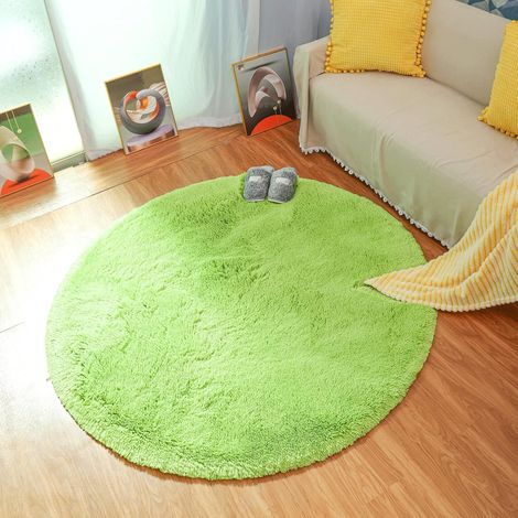 Tapis de salon moderne, tapis rond ultra doux pour chambre à coucher, tapis d'intérieur en velours moelleux, coussin décoratif doux à poils longs pour chaise, coussin pour canapé (vert, 120 x 120 cm) (1/5)