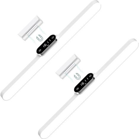 Lot de 2 lampes LED magnétiques - lampes de rangement à chargement sans fil - avec affichage de l'heure - 3 températures de couleur (1/5)