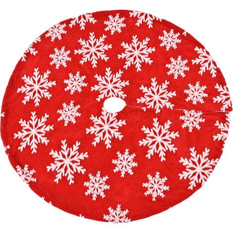 Jupe Pour Arbre De Noël - Tissu Jacquard En Cachemire Double Couche Avec Motif Flocon De Neige 3D - 120 Cm - 1 Pièce (1/5)
