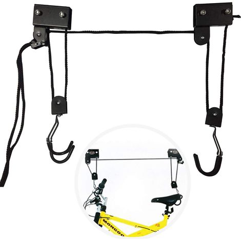 Portabici da soffitto Max. 57 kg Sollevatore per bici universale con gancio e porta corda Adatto per biciclette e yacht (1/5)
